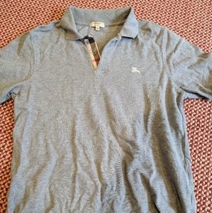 Gray Burberry Shortsleeve Polo